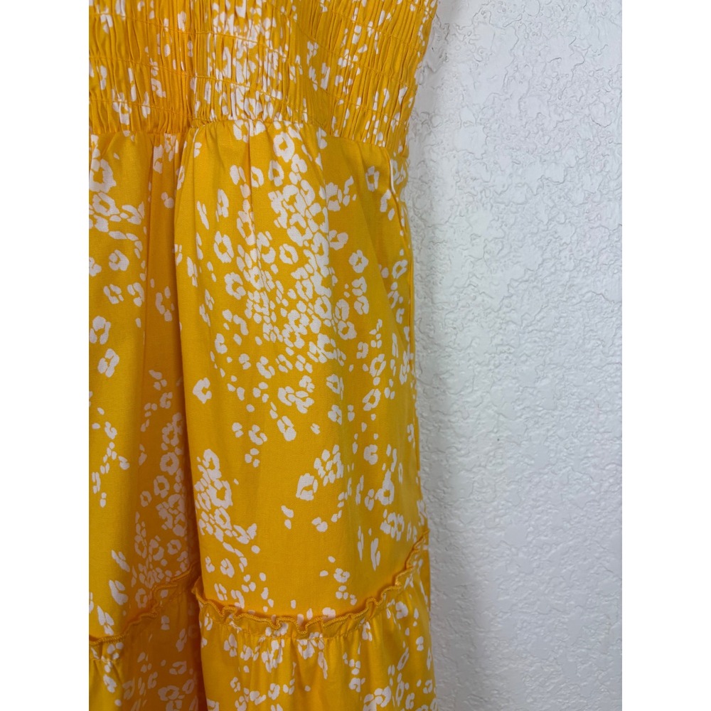 Torrid Yellow Leopard Smocked Tiered Midi Dress Sz 3 Resort Summer Vacation - Picture 6 of 10